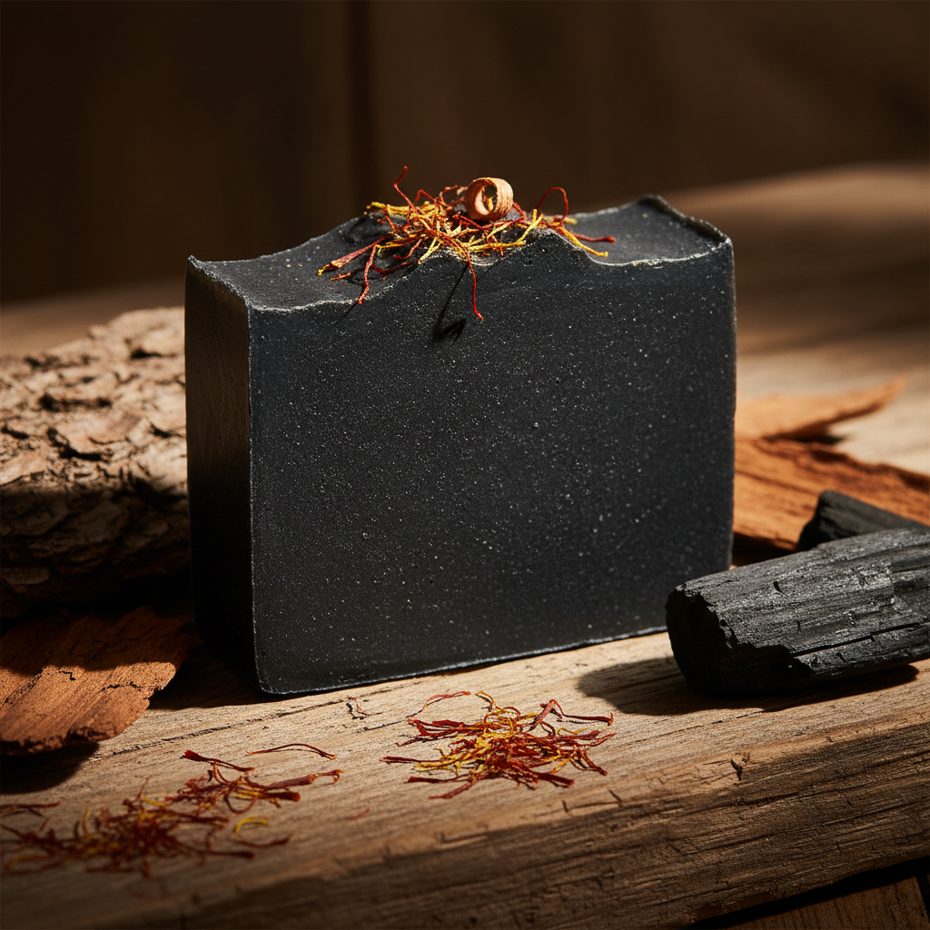 Charcoal Cedar & Saffron Massage Soap Bar